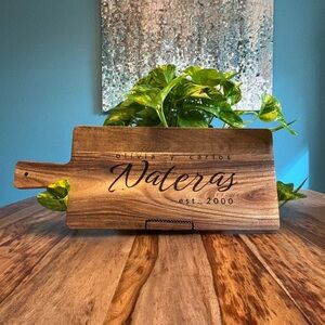 Acacia wood personalized charcuterie board!